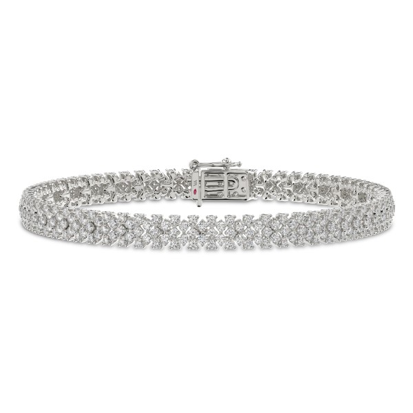 14K WHITE GOLD 3 1/2CT ROUND DIAMOND LADIES BRACEL...