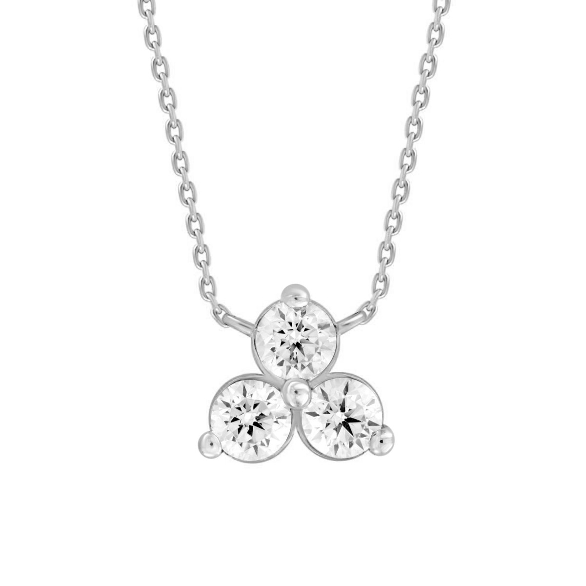 14K WHITE GOLD 1/2CT ROUND DIAMOND LADIES PENDANT WITH CHAIN  