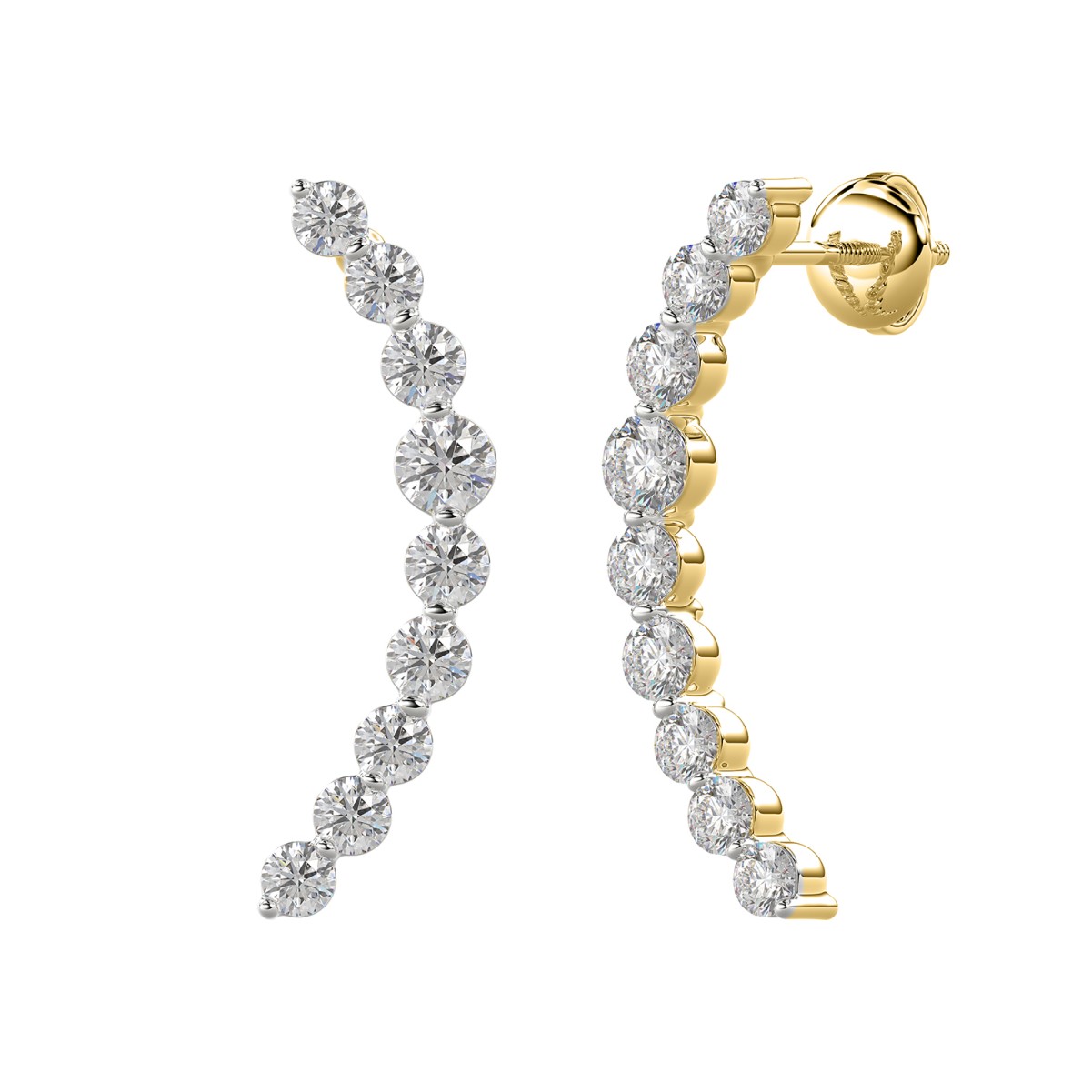 14K YELLOW GOLD 3/4CT ROUND DIAMOND LADIES EARRINGS