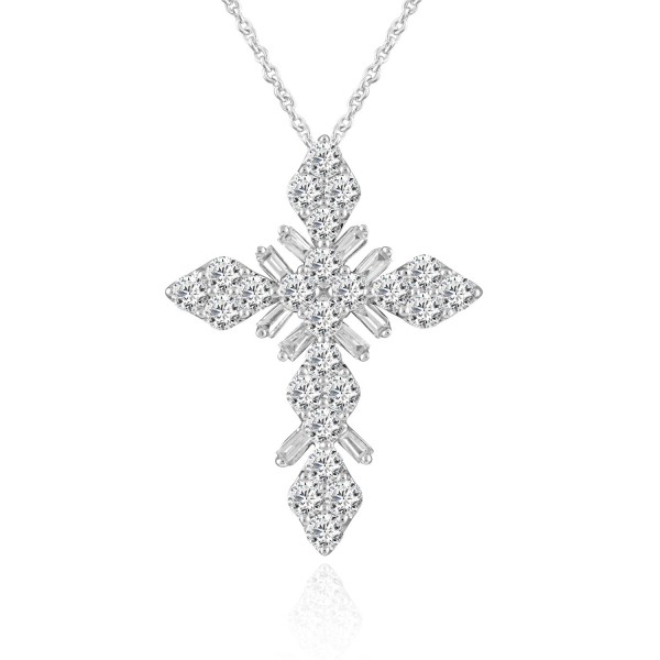 14K WHITE  GOLD 1CT ROUND/BAGUETTE DIAMOND LADIES ...