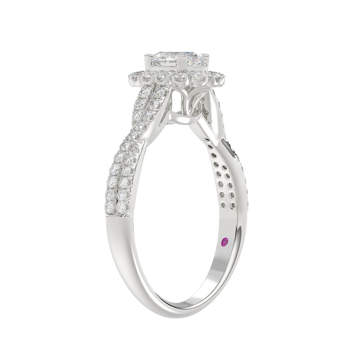 14K WHITE GOLD 5/8CT ROUND/OVAL DIAMOND LADIES SEMI MOUNT BRIDAL SET (CENTER STONE OVAL DIAMOND 3/8CT)