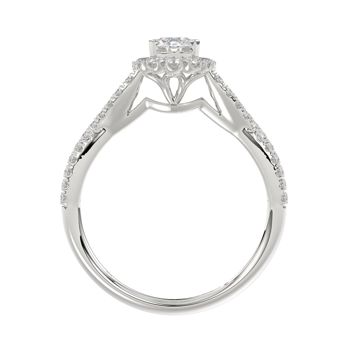 14K WHITE GOLD 1CT ROUND/OVAL DIAMOND LADIES BRIDAL SET(CENTER STONE OVAL DIAMOND 3/8CT)