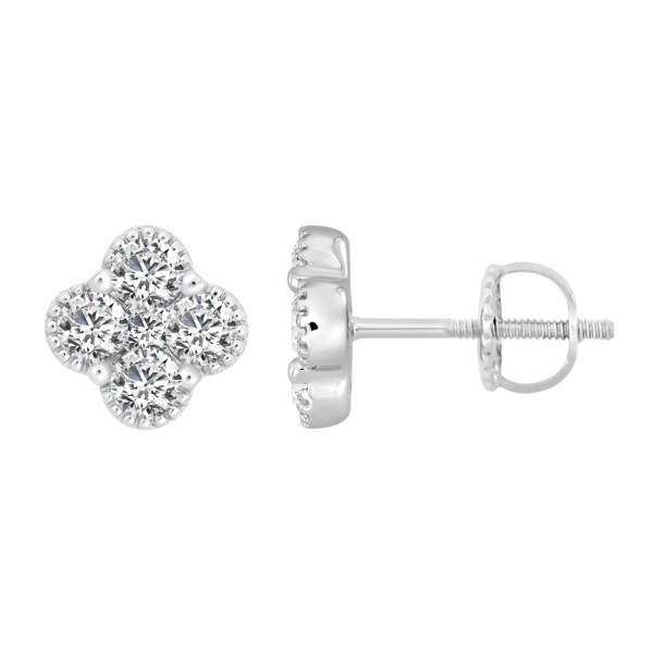 14K WHITE GOLD 1 1/5CT ROUND DIAMOND LADIES EARRIN...
