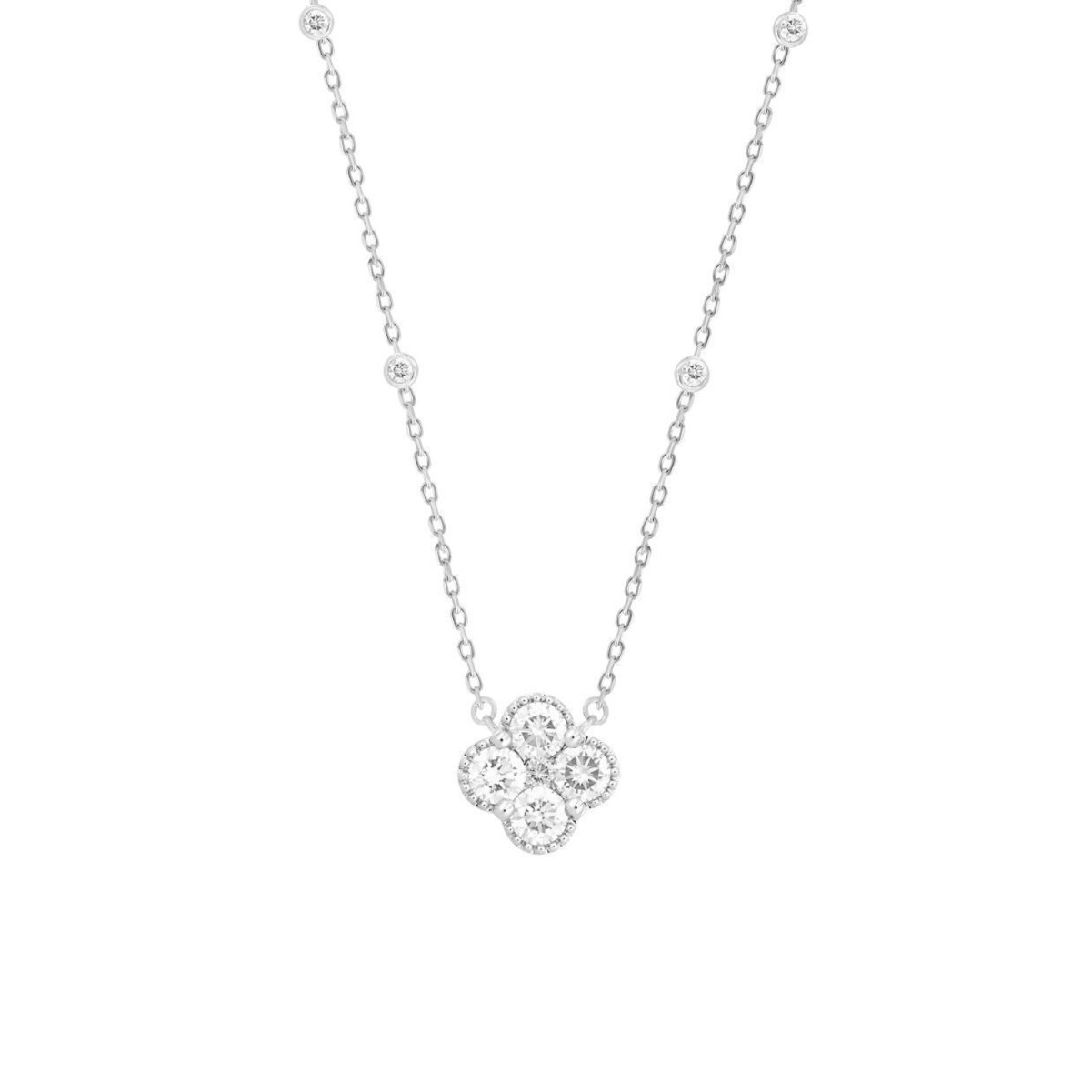 14K WHITE GOLD 1CT ROUND DIAMOND LADIES NECKLACE 