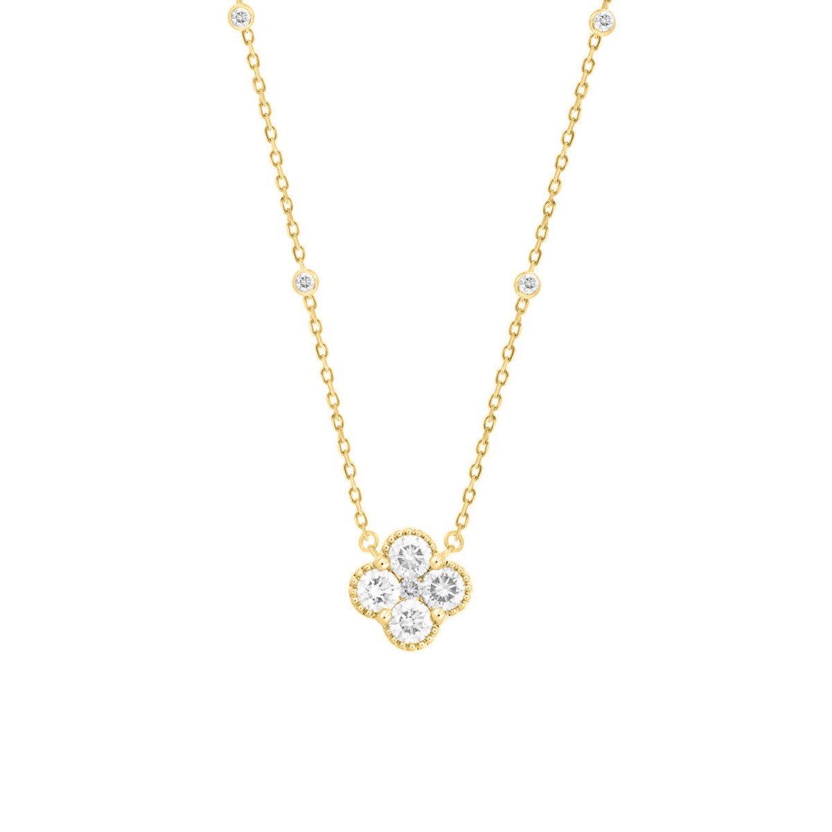 14K YELLOW GOLD 1CT ROUND DIAMOND LADIES NECKLACE 