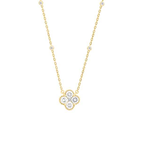 14K YELLOW GOLD 1CT ROUND DIAMOND LADIES NECKLACE ...