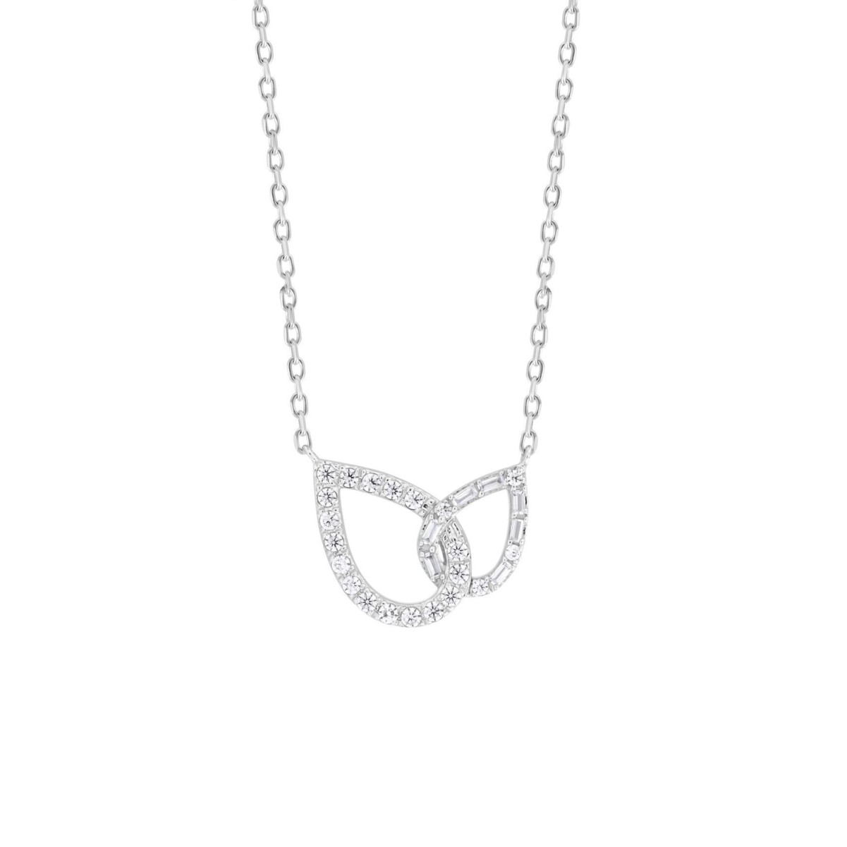 14K WHITE GOLD 1/3CT ROUND/BAGUETTE DIAMOND LADIES PENDANT WITH CHAIN 