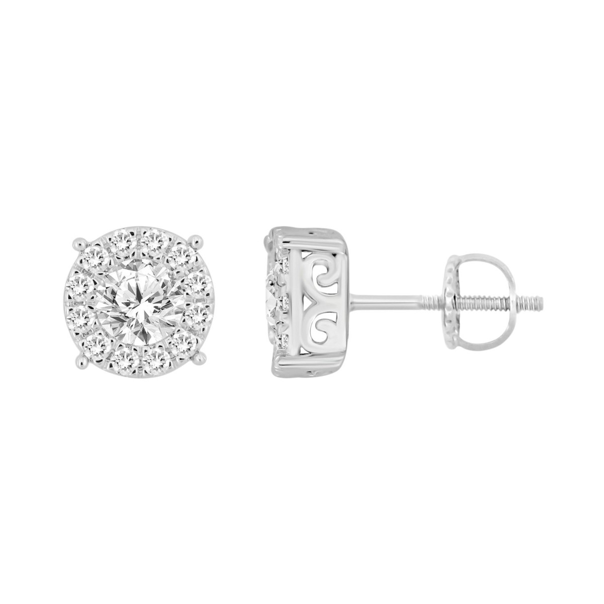 14K WHITE GOLD 1/2CT ROUND DIAMOND LADIES EARRINGS