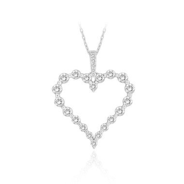 14K WHITE GOLD 1/2CT ROUND DIAMOND LADIES PENDANT WITH CHAIN 