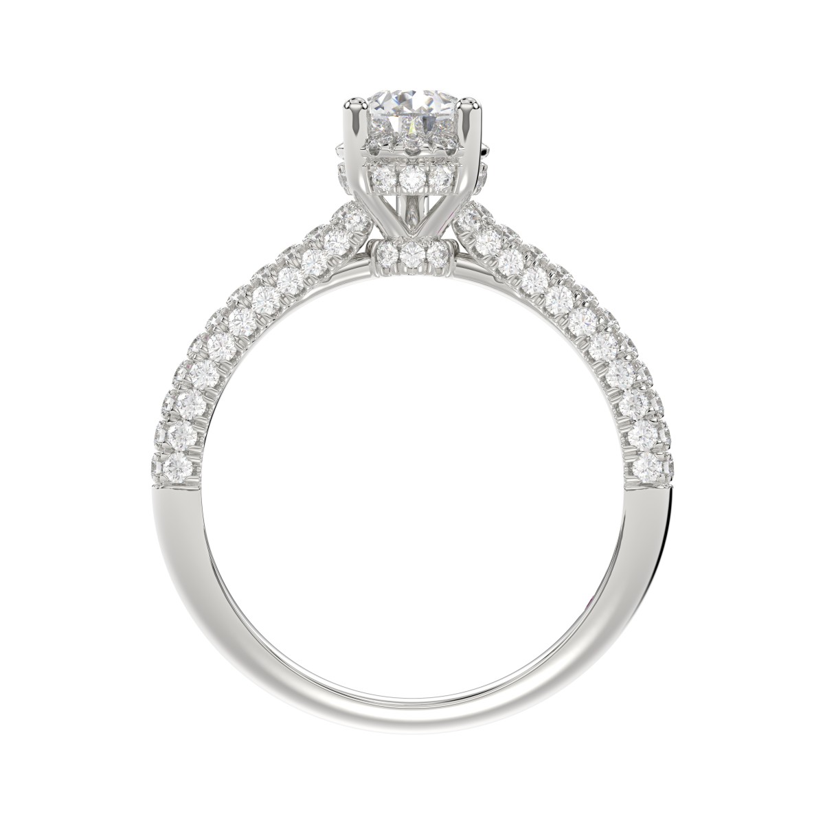 14K WHITE GOLD 1 1/4CT ROUND/PEAR DIAMOND LADIES RING(CENTER STONE PEAR DIAMOND 3/4 CT)