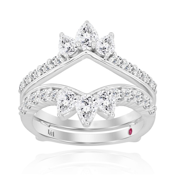 14K WHITE GOLD 1 1/3CT ROUND/PEAR DIAMOND LADIES W...