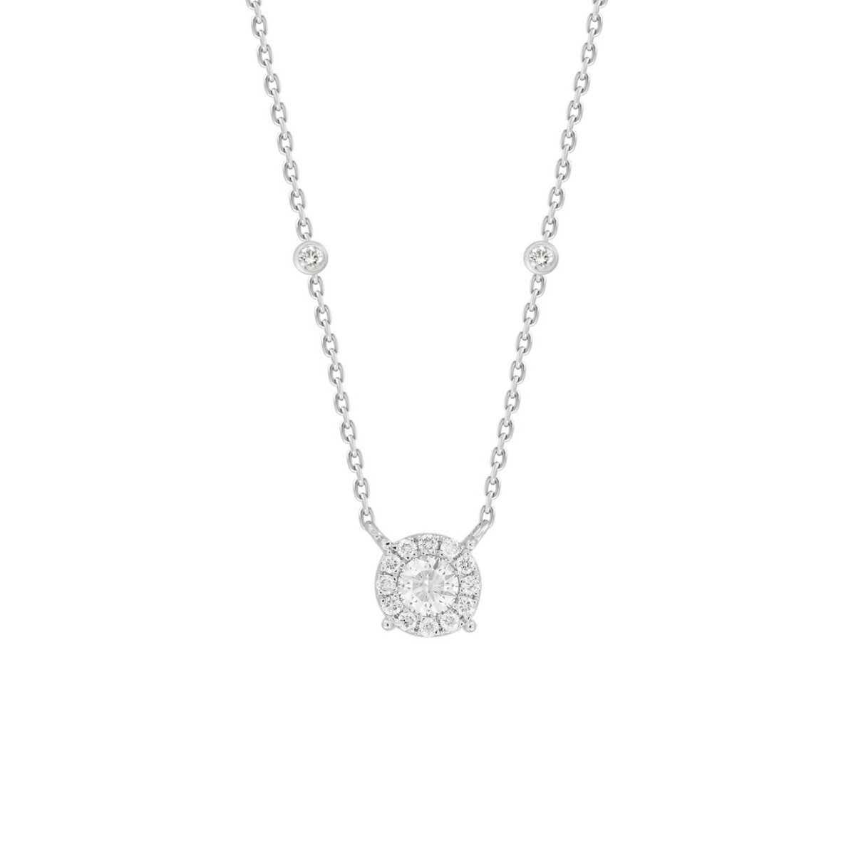 14K WHITE GOLD 1/4CT ROUND DIAMOND LADIES NECKLACE