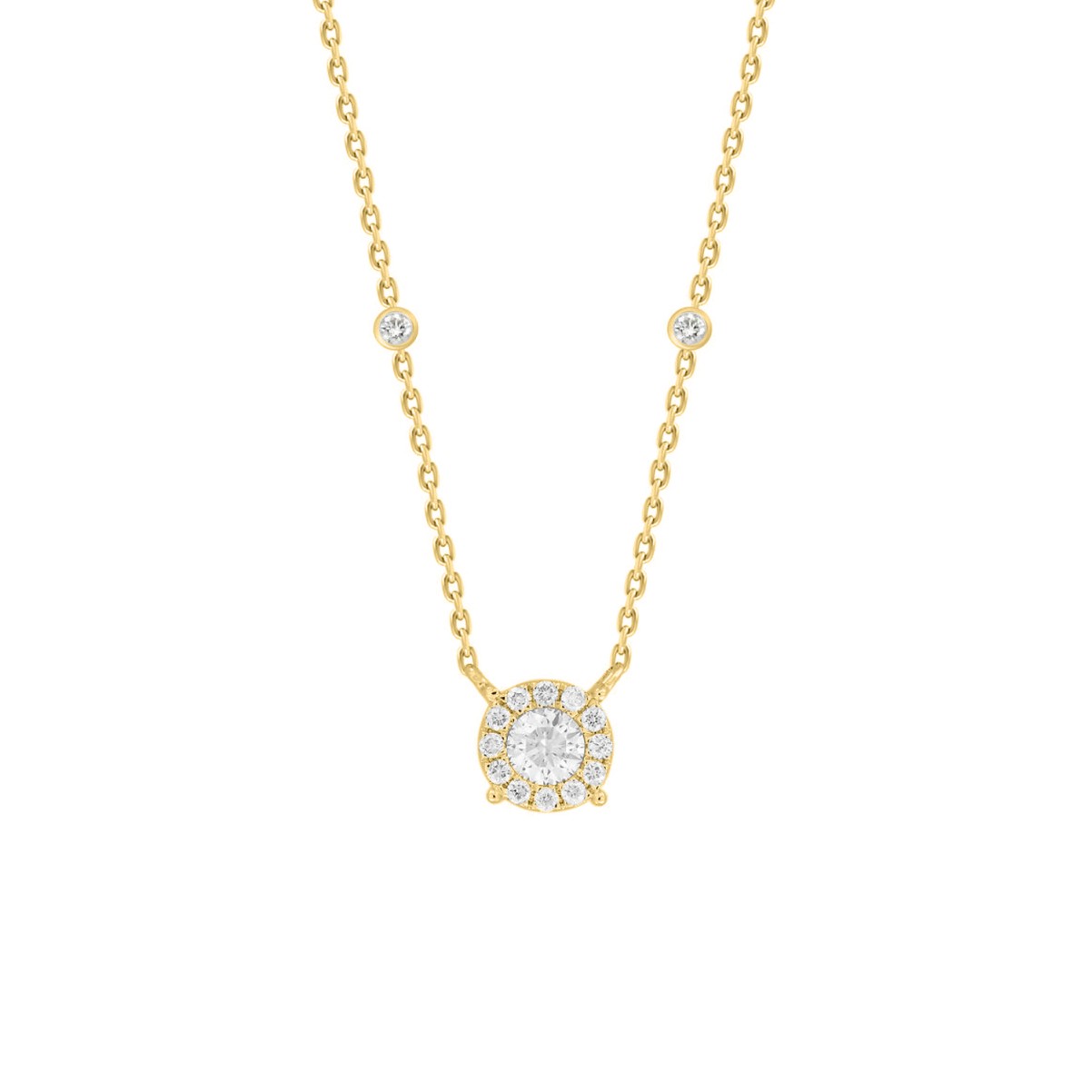 14K YELLOW GOLD 1/4CT ROUND DIAMOND LADIES NECKLACE