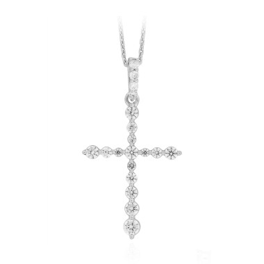 14K WHITE GOLD 1/2CT ROUND DIAMOND LADIES PENDANT WITH CHAIN 