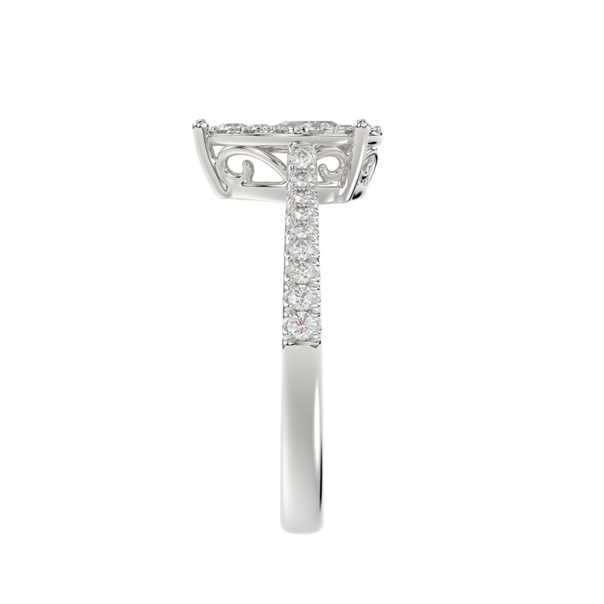 14K WHITE GOLD 1/2CT ROUND/PEAR DIAMOND LADIES RING