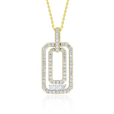 14K YELLOW GOLD 1/2CT ROUND DIAMOND LADIES PENDANT WITH CHAIN 