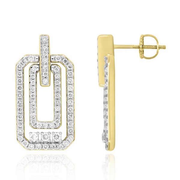14K YELLOW GOLD 7/8CT ROUND DIAMOND LADIES EARRING...