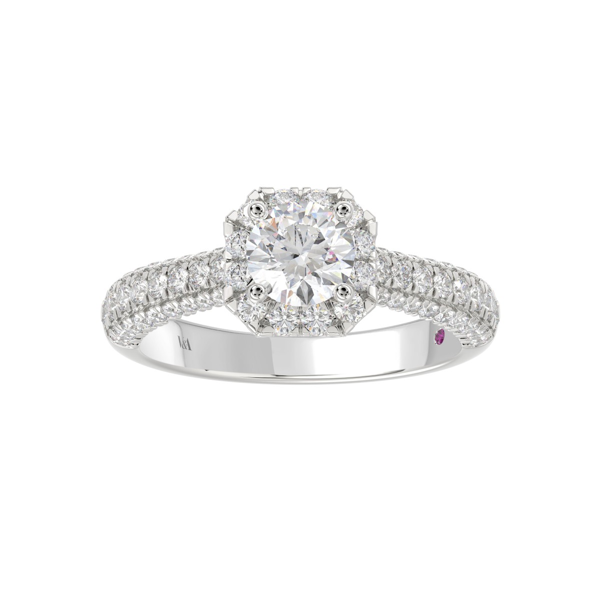 14K WHITE GOLD 1 1/2CT ROUND DIAMOND LADIES RING(CENTER STONE ROUND DIAMOND 7/8CT)