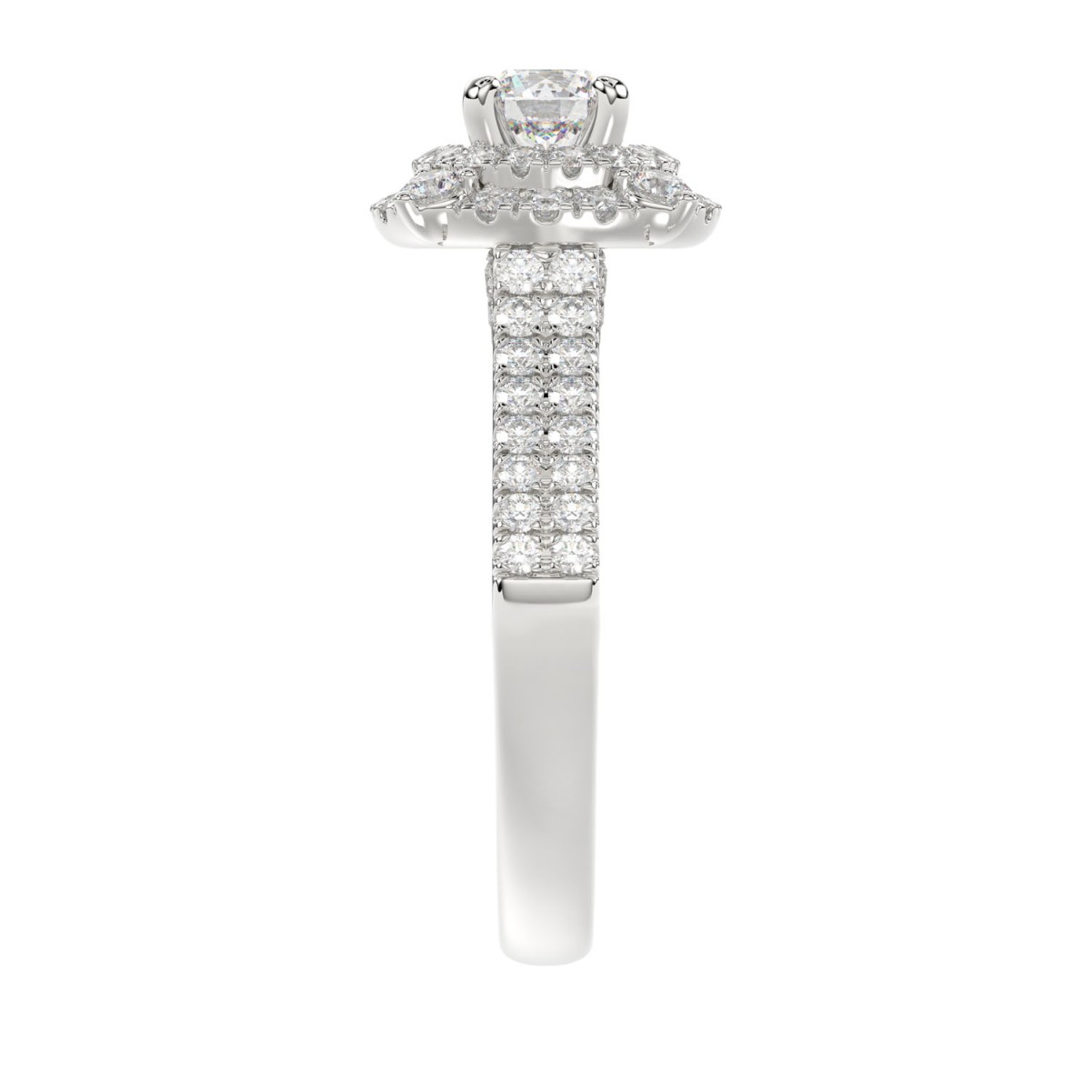 14K WHITE GOLD 1 1/4CT ROUND DIAMOND LADIES RING( CENTER STONE ROUND DIAMOND 1/2 CT)
