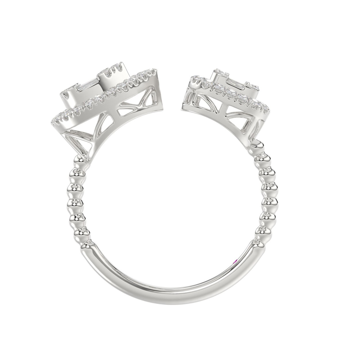 14K WHITE GOLD 1/2CT ROUND/BAGUETTE DIAMOND LADIES FASHION RING