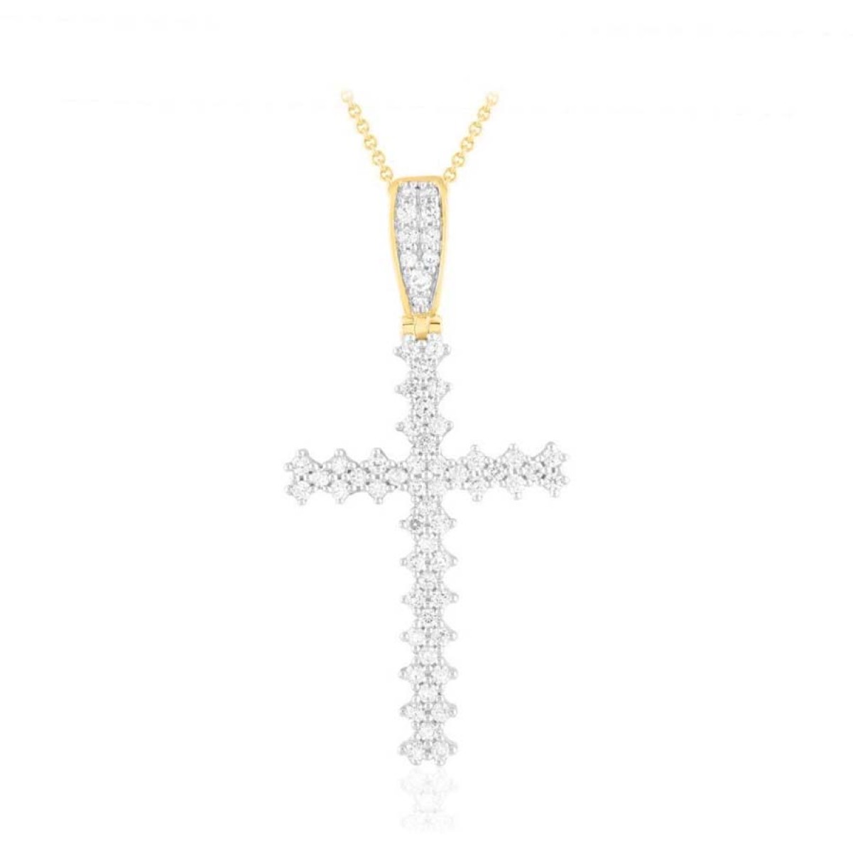 14K YELLOW GOLD 1/2CT ROUND DIAMOND LADIES PENDANT WITH CHAIN  