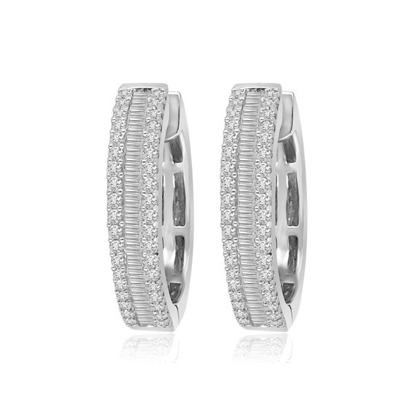 14K WHITE GOLD 1/2CT ROUND/BAGUETTE DIAMOND LADIES...