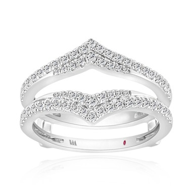 14K WHITE GOLD 1/2CT ROUND DIAMOND LADIES WRAP RING 