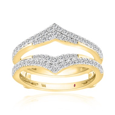14K YELLOW GOLD 1/2CT ROUND DIAMOND LADIES WRAP RING 