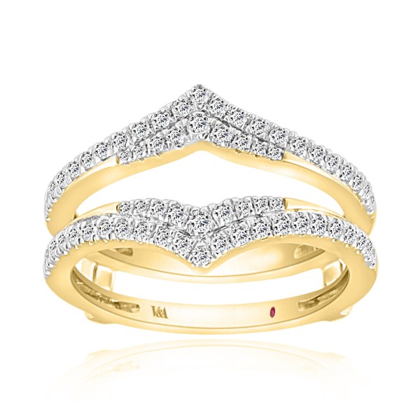 14K YELLOW GOLD 1/2CT ROUND DIAMOND LADIES WRAP RI...