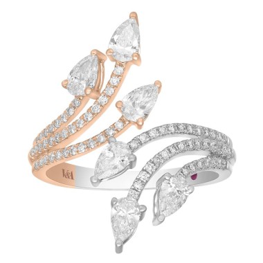 14K WHITE GOLD/ROSE GOLD 1CT ROUND DIAMOND LADIES FASHION RING