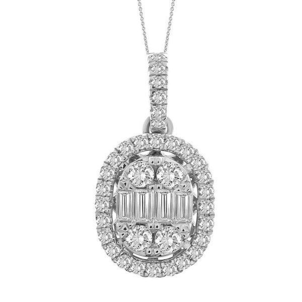 14K WHITE GOLD 1/2CT ROUND/BAGUETTE DIAMOND LADIES...