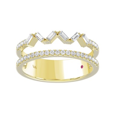 14K YELLOW GOLD 1/3CT ROUND/BAGUETTE DIAMOND LADIES BAND 