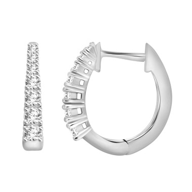 14K WHITE GOLD 1CT ROUND DIAMOND LADIES HOOPS EARRINGS 