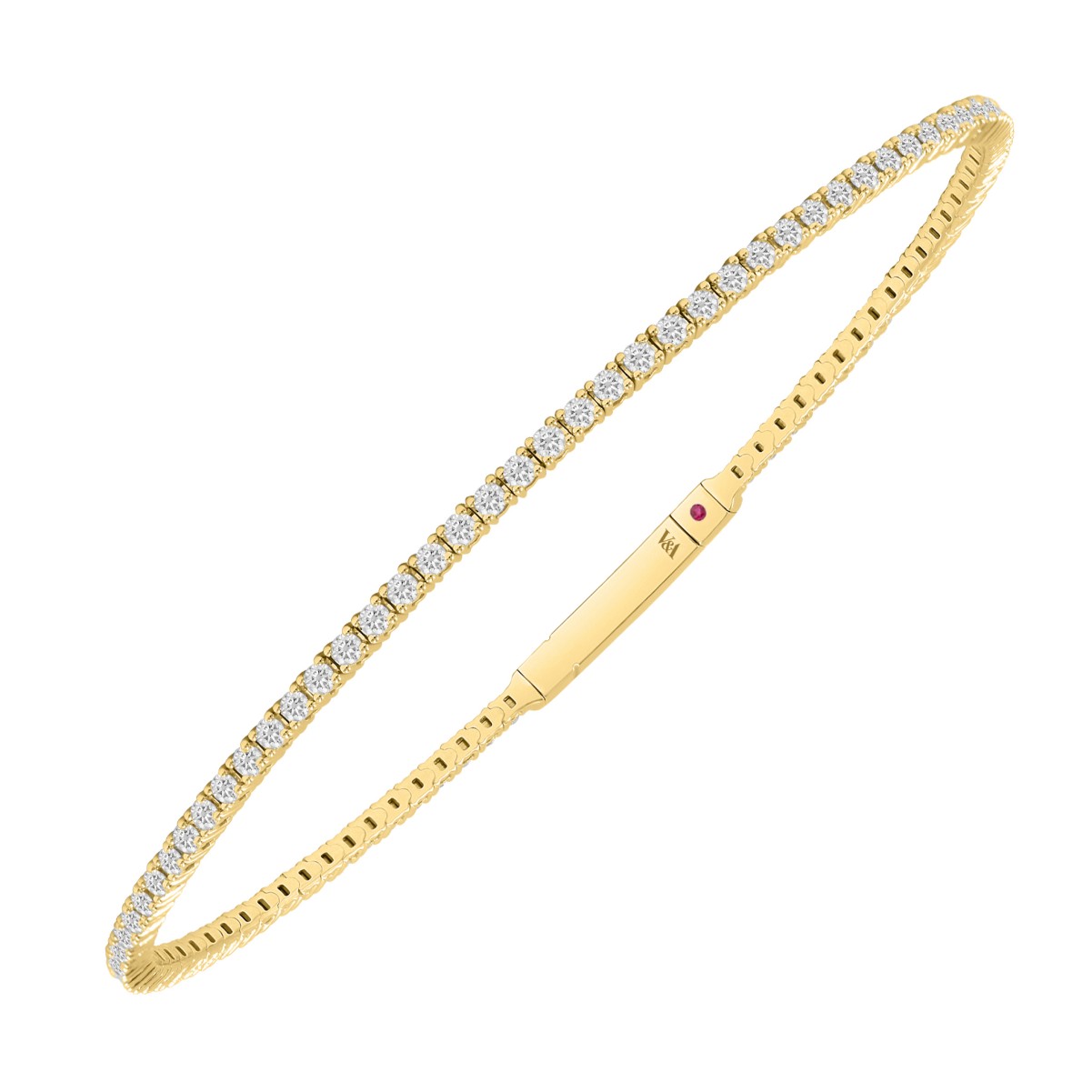 14K YELLOW GOLD 2CT ROUND DIAMOND LADIES BANGLE