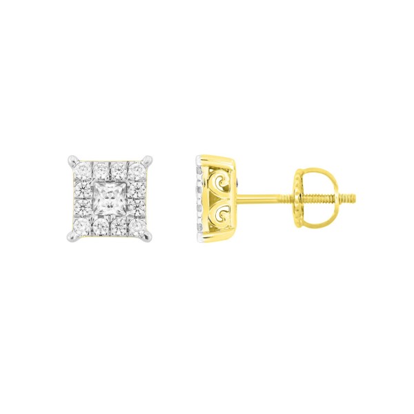 14K YELLOW GOLD 1/4CT ROUND/PRINCESS DIAMOND LADIE...