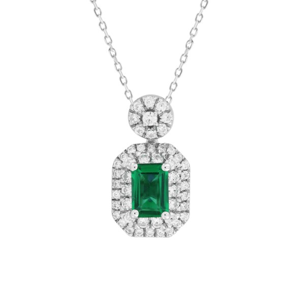 14K WHITE GOLD 7/8CT ROUND/EMERALD DIAMOND LADIES ...