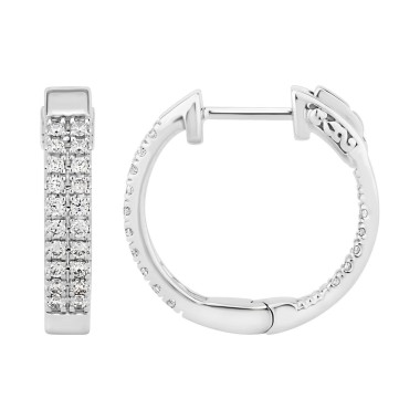 14K WHITE GOLD 2CT ROUND DIAMOND LADIES HOOPS EARRINGS 
