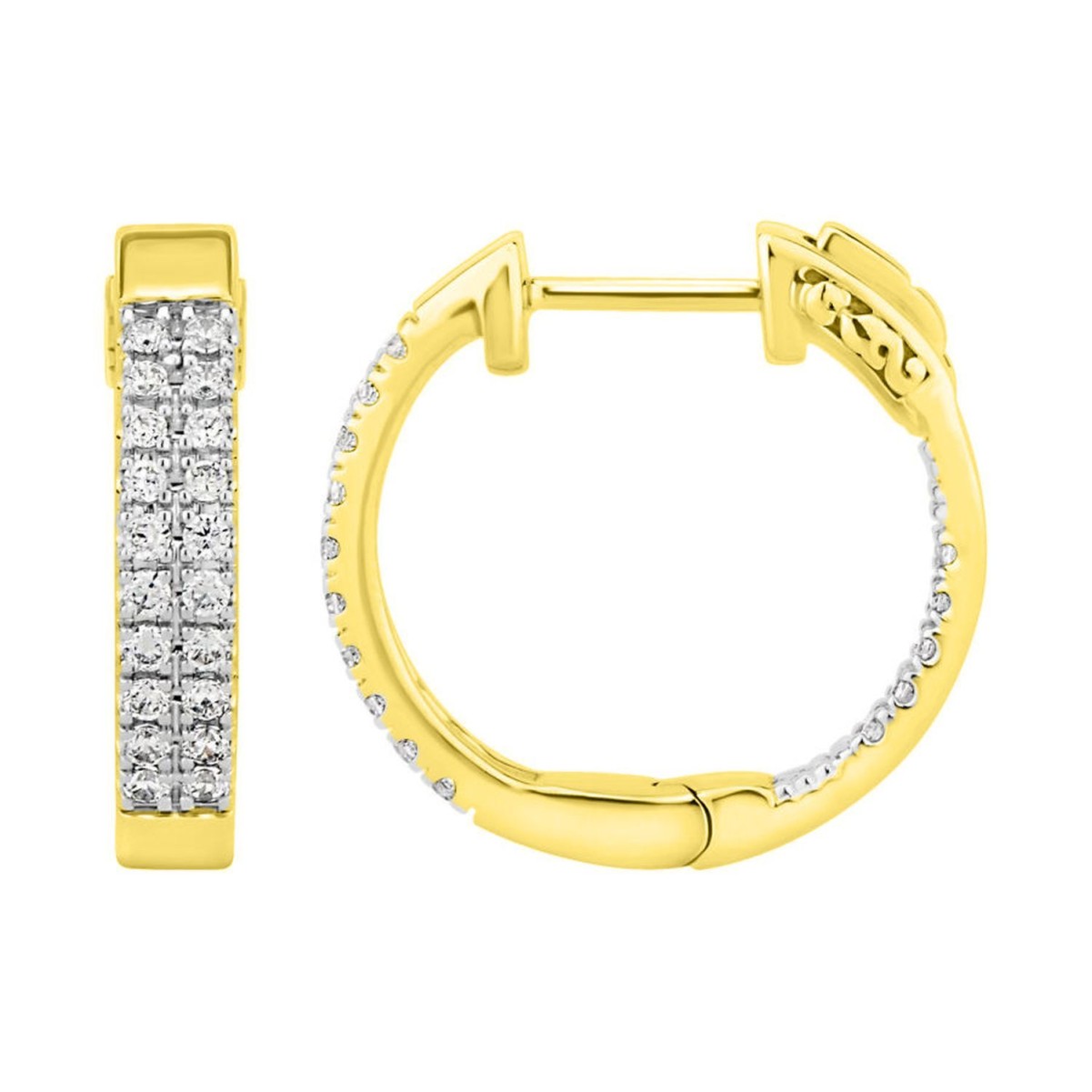 14K YELLOW GOLD 2CT ROUND DIAMOND LADIES HOOPS EARRINGS 14K YELLOW GOLD 2CT ROUND DIAMOND LADIES HOOPS EARRINGS