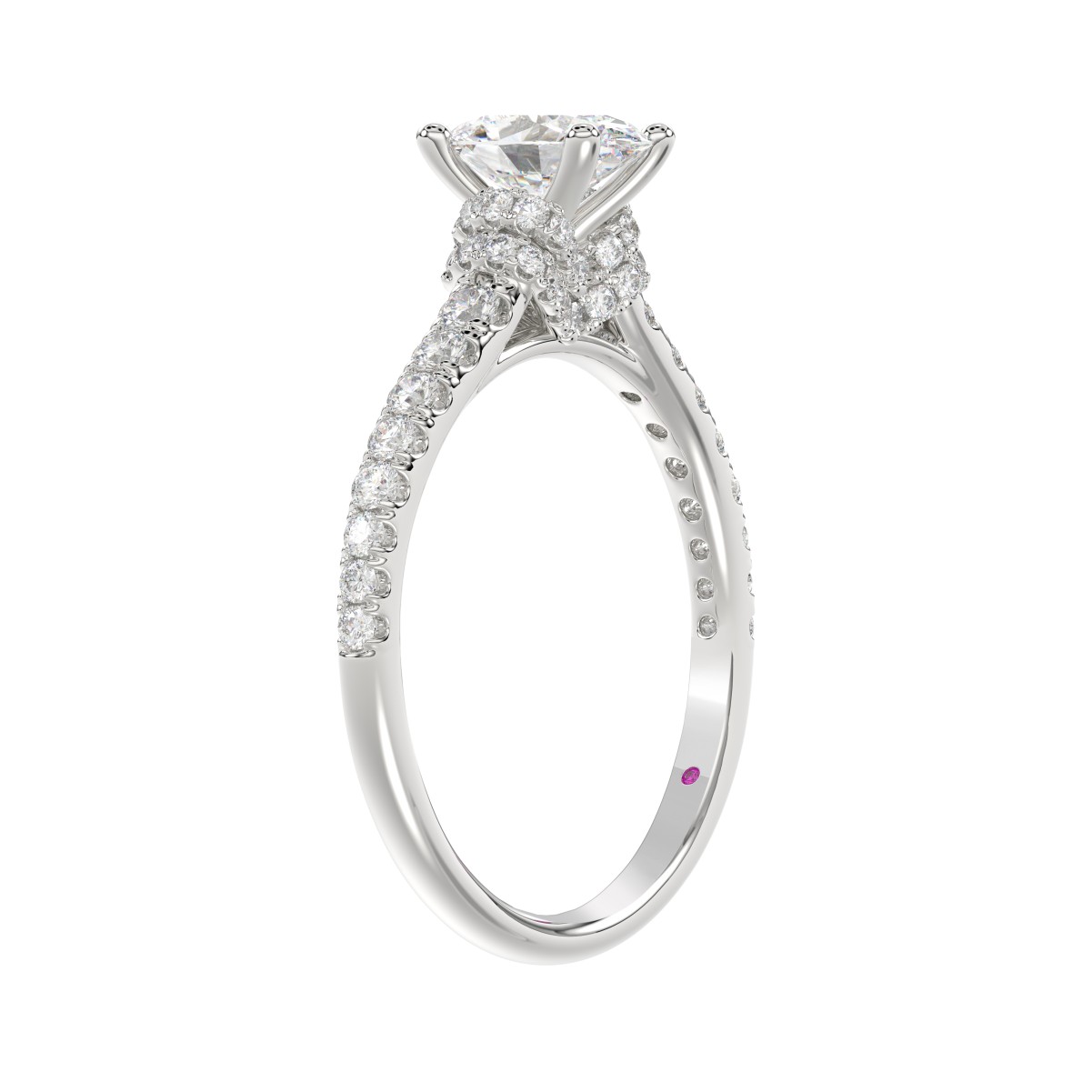 14K WHITE GOLD 1 1/4CT ROUND/OVAL DIAMOND LADIES RING(CENTER STONE OVAL DIAMOND 3/4CT)