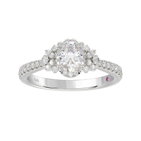 14K WHITE GOLD 1CT ROUND/OVAL DIAMOND LADIES RING(...