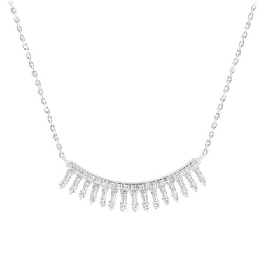 14K WHITE GOLD 1/2CT ROUND/BAGUETTE DIAMOND LADIES NECKLACE