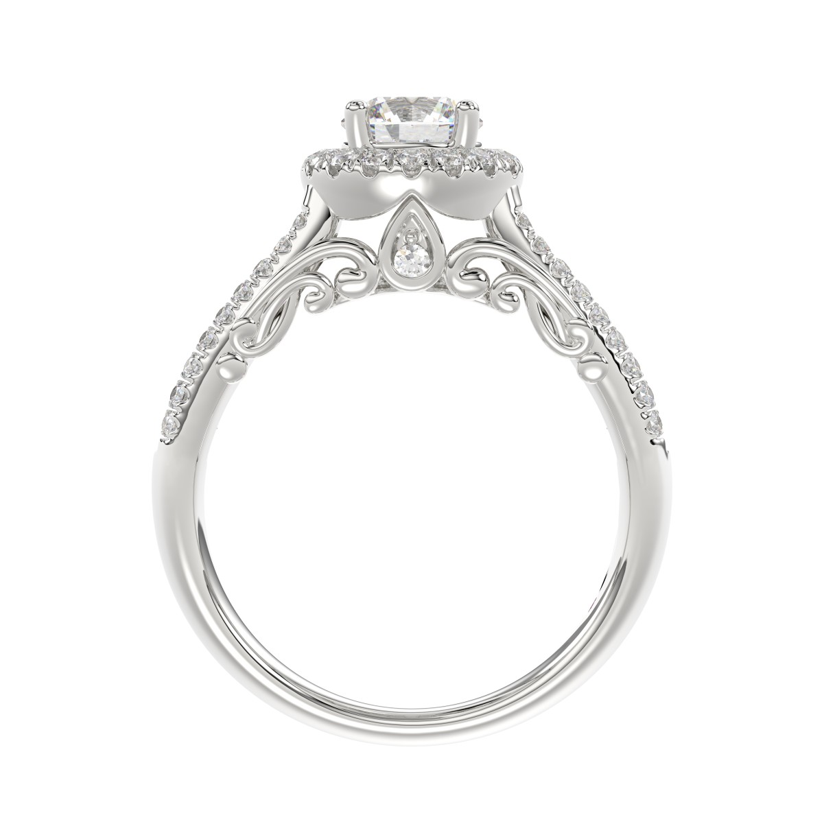 14K WHITE GOLD 1 1/2CT ROUND DIAMOND LADIES RING(CENTER STONE ROUND DIAMOND 3/4CT) 14K WHITE GOLD 1 1/2CT ROUND DIAMOND LADIES RING(CENTER STONE ROUND DIAMOND 3/4CT)