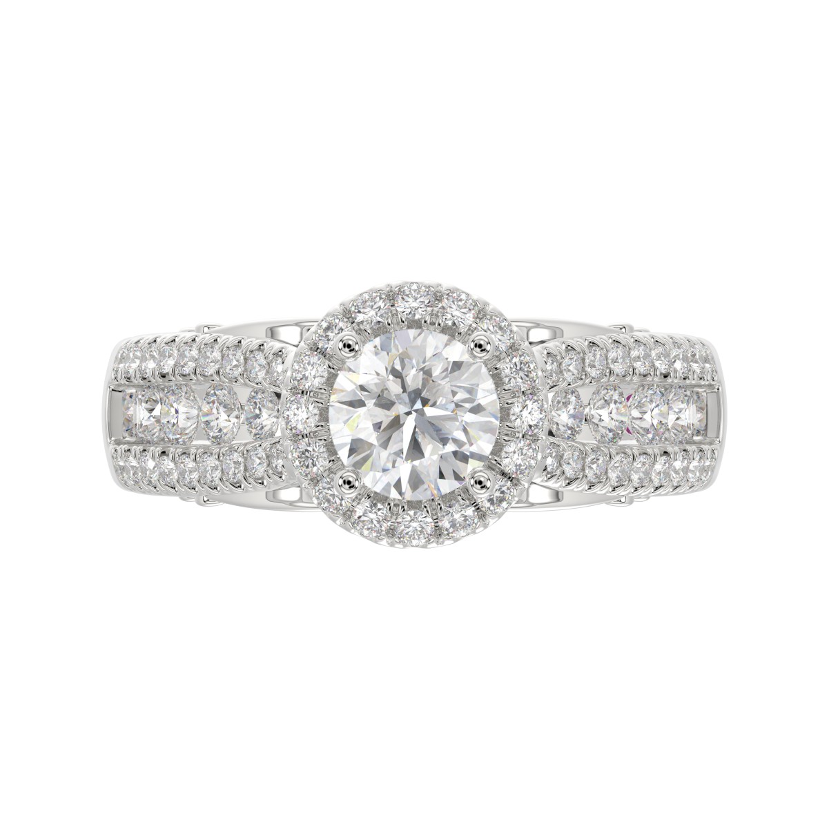 14K WHITE GOLD 1 1/2CT ROUND DIAMOND LADIES RING(CENTER STONE ROUND DIAMOND 3/4CT) 14K WHITE GOLD 1 1/2CT ROUND DIAMOND LADIES RING(CENTER STONE ROUND DIAMOND 3/4CT)