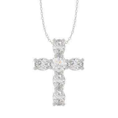 14K WHITE GOLD 1CT ROUND/OVAL DIAMOND LADIES PENDANT WITH CHAIN 