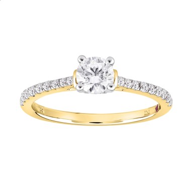 14K YELLOW GOLD 3/4CT ROUND DIAMOND LADIES RING(CENTER STONE ROUND DIAMOND 1/2CT)