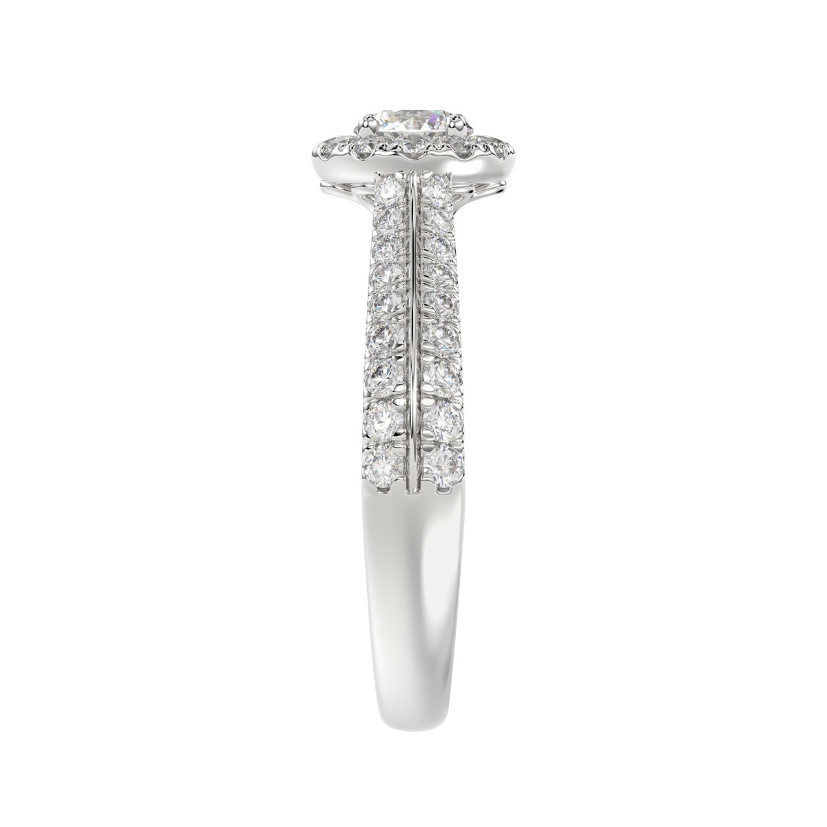 14K WHITE GOLD 1CT ROUND DIAMOND LADIES RING( CENTER STONE ROUND DIAMOND 5/8CT)