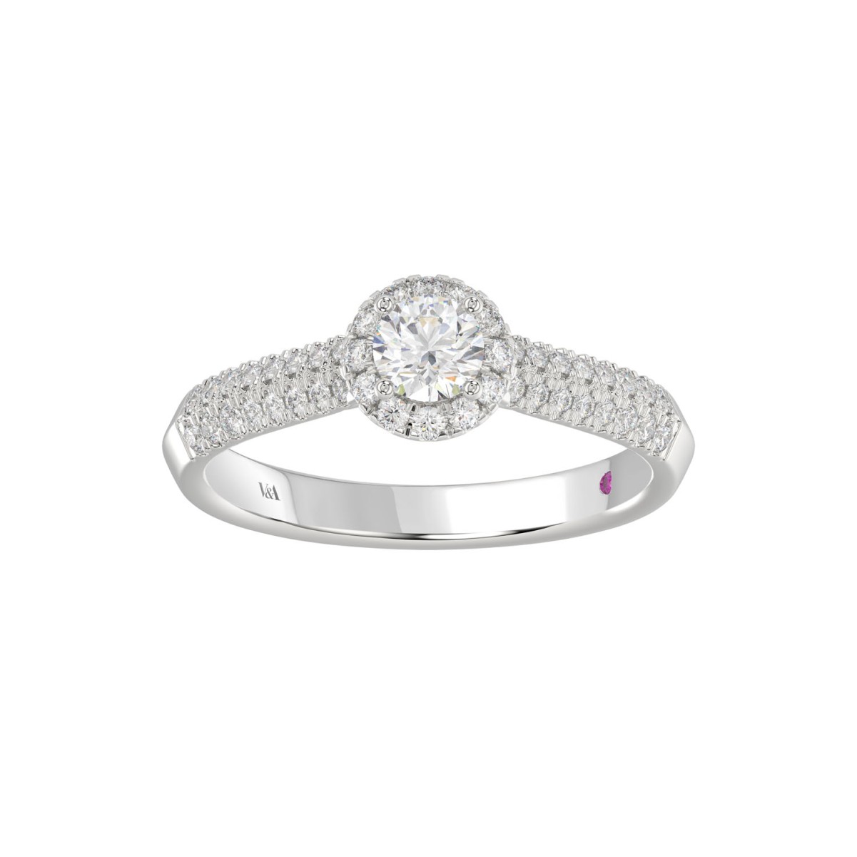14K WHITE GOLD 5/8CT ROUND DIAMOND LADIES RING(CENTER STONE ROUND DIAMOND 1/4CT)