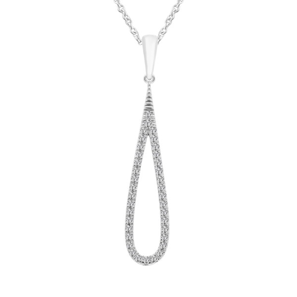 14K WHITE GOLD 1/5CT ROUND DIAMOND LADIES PENDANT ...