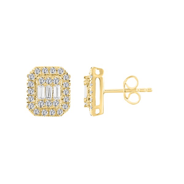 14K YELLOW GOLD 1/2CT ROUND/BAGUETTE DIAMOND LADIE...