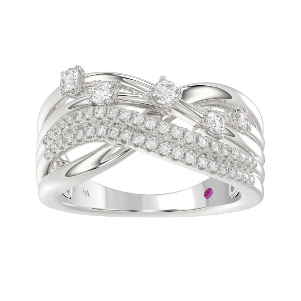 14K WHITE GOLD 1/2CT ROUND DIAMOND LADIES FASHION ...